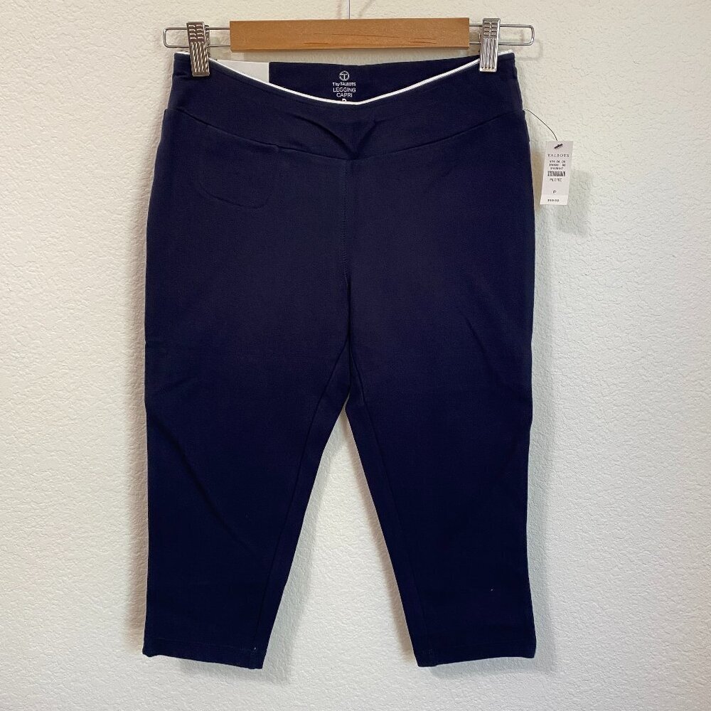 T by Talbots Navy and White Legging Capri Size Petite NWT